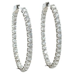 White Gold and Diamond Hoop Earrings