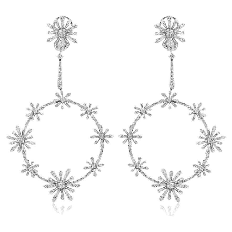 White Gold and Diamond Hoop Earrings Edelweiss Sunshine collection For Sale