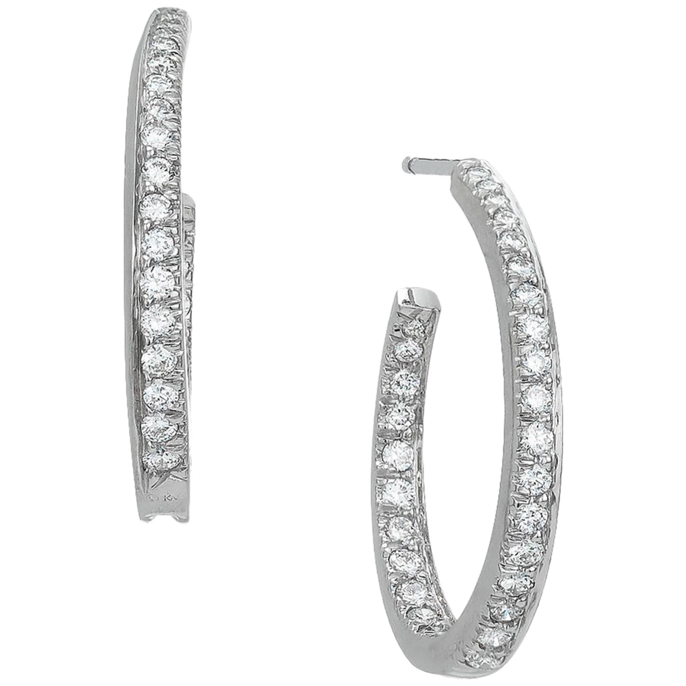 White Gold and Diamond Hoops