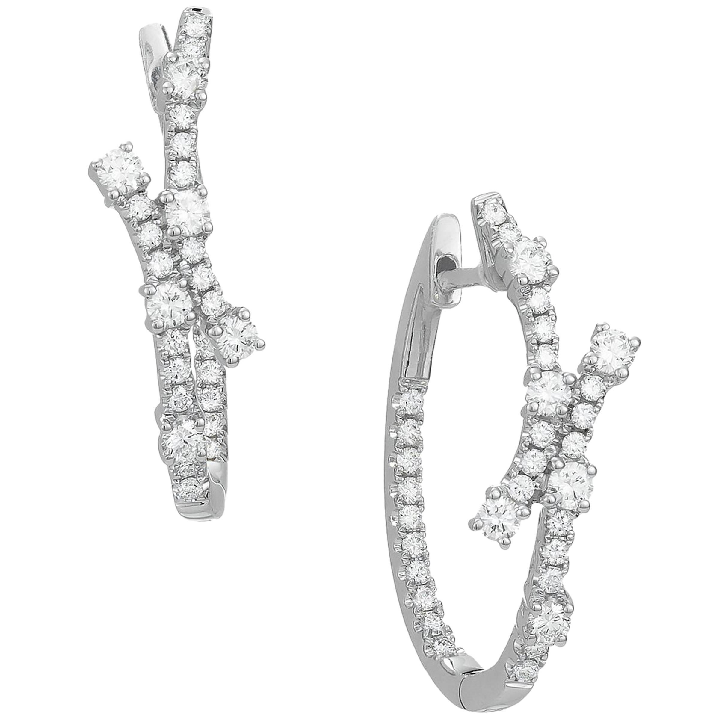 White Gold and Diamond Hoops Star Design