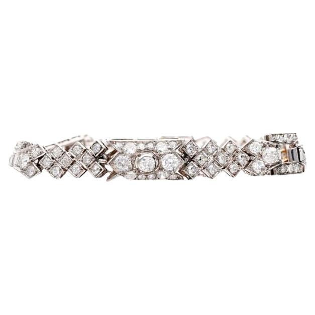 White Gold and Diamond Link Bracelet For Sale