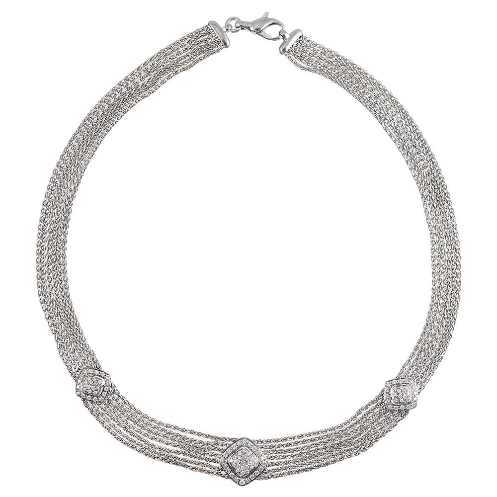 White Gold and Diamond Mesh Bracelet and Necklace Suite In Excellent Condition In Carmel-by-the-Sea, CA