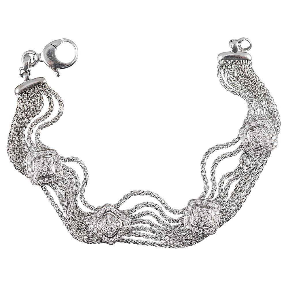 Women's White Gold and Diamond Mesh Bracelet and Necklace Suite