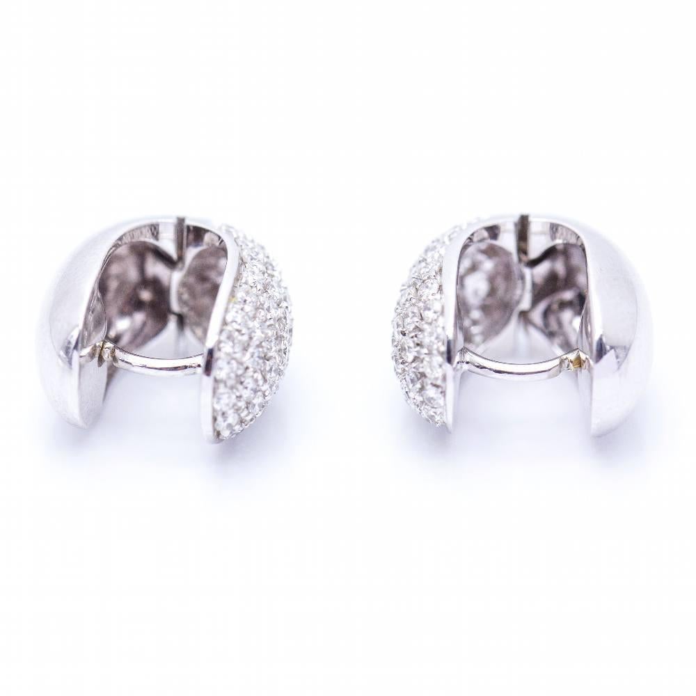 White Gold and Diamond Pavé Earrings For Sale 1