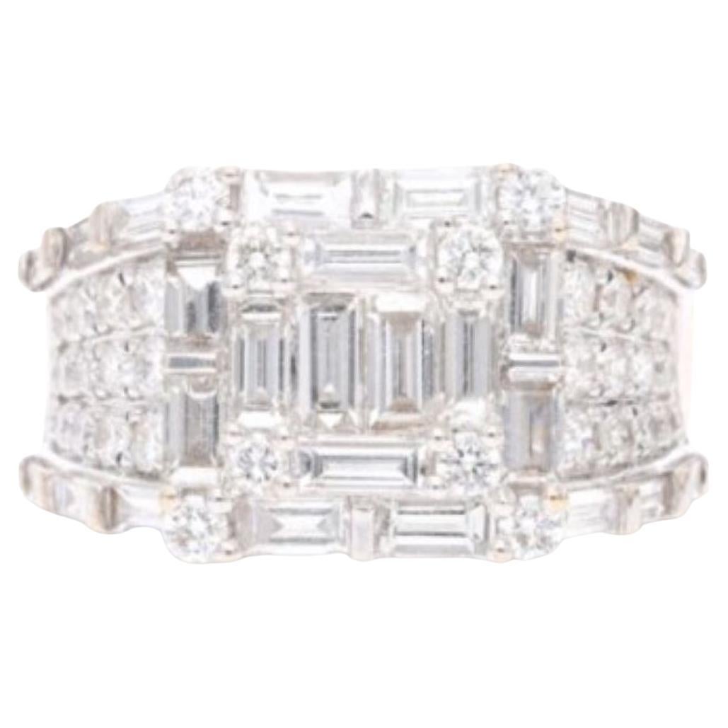 White Gold and Diamond Ring Composed Round Brilliant - Cut Baguette Diamonds app