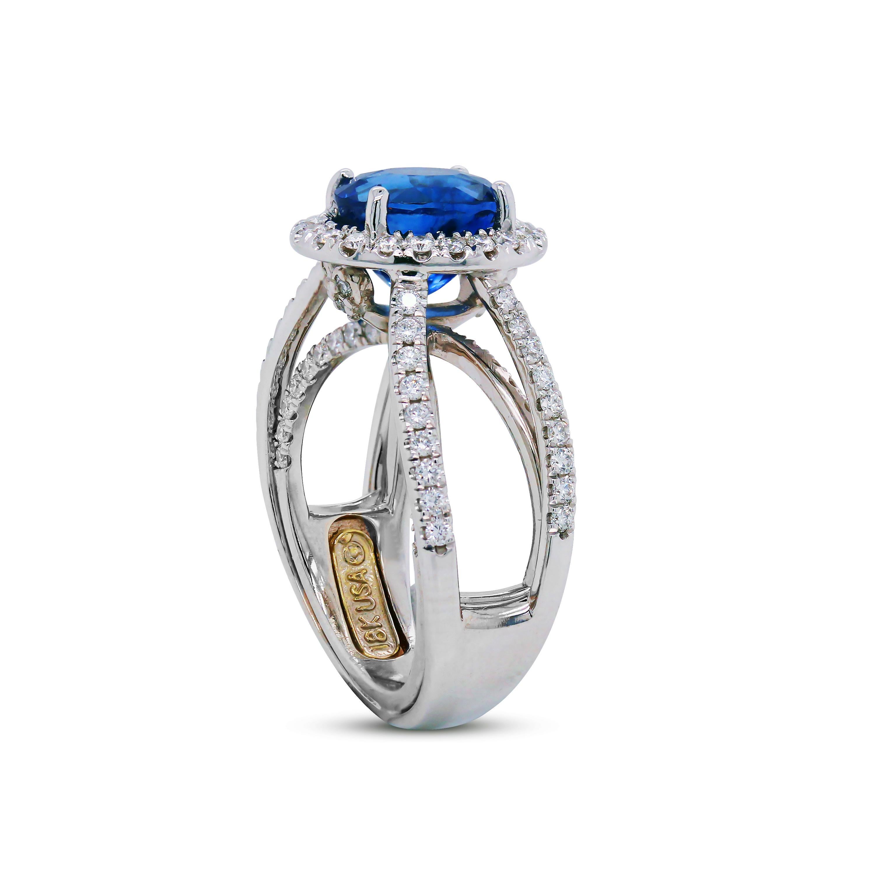 Stambolian 3.48 Carat Oval Blue Sapphire 18K White Gold Diamond Cocktail Ring

This one-of-a-kind ring by Stambolian features a double-band ring set with diamonds that lead to the center Blue sapphire.

Blue Sapphire is 3.48 carat, oval. 

0.77