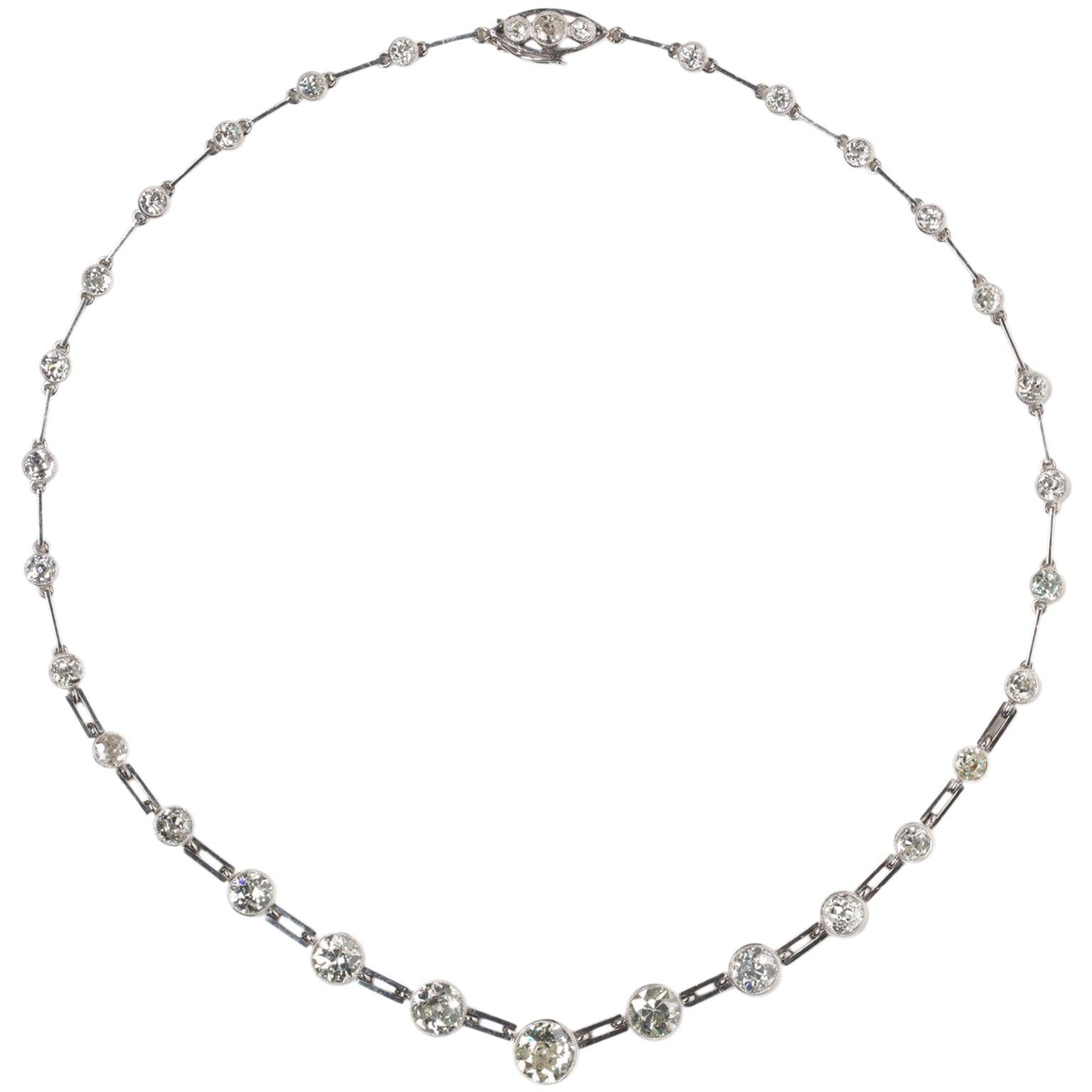 White Gold and Diamond Rivière Necklace For Sale