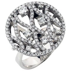 White Gold and Diamond Round Centre Ring