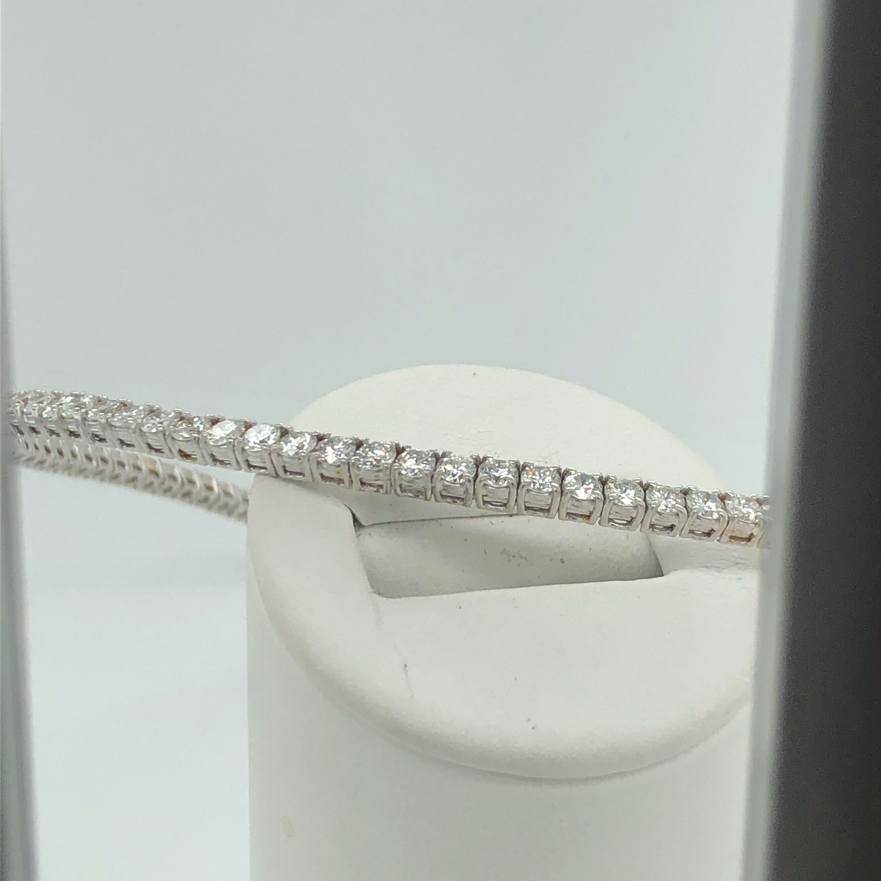 White Gold and Diamond Straightline Diamond Collar Necklace.  Elegant Design with 9.6CTW Diamond.  