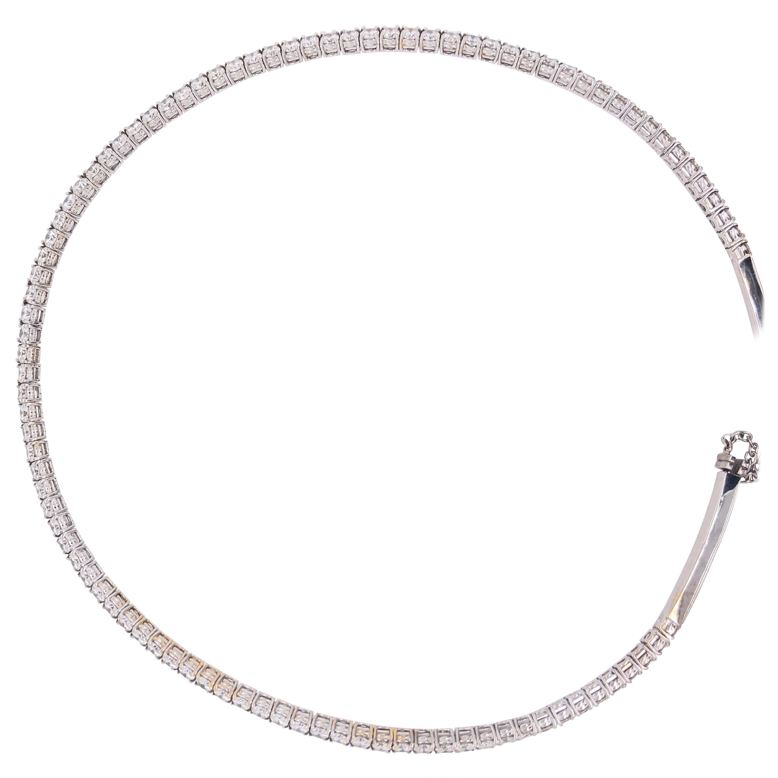 White Gold and Diamond Straightline Diamond Collar Necklace