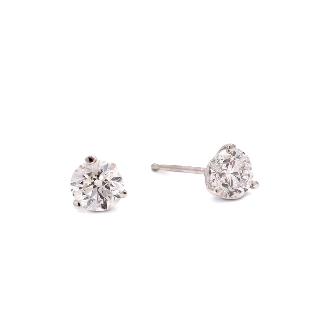 Brilliant Cut White Gold and Diamond Stud Earrings