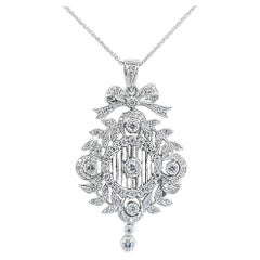 White Gold and Diamond Vintage Reproduction Pendant Necklace
