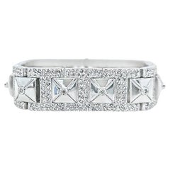 White Gold and Diamond Wide Pyramid Bracelet