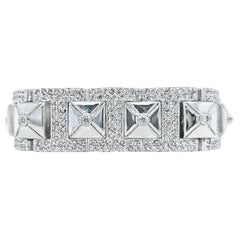 White Gold and Diamond Wide Pyramid Bracelet
