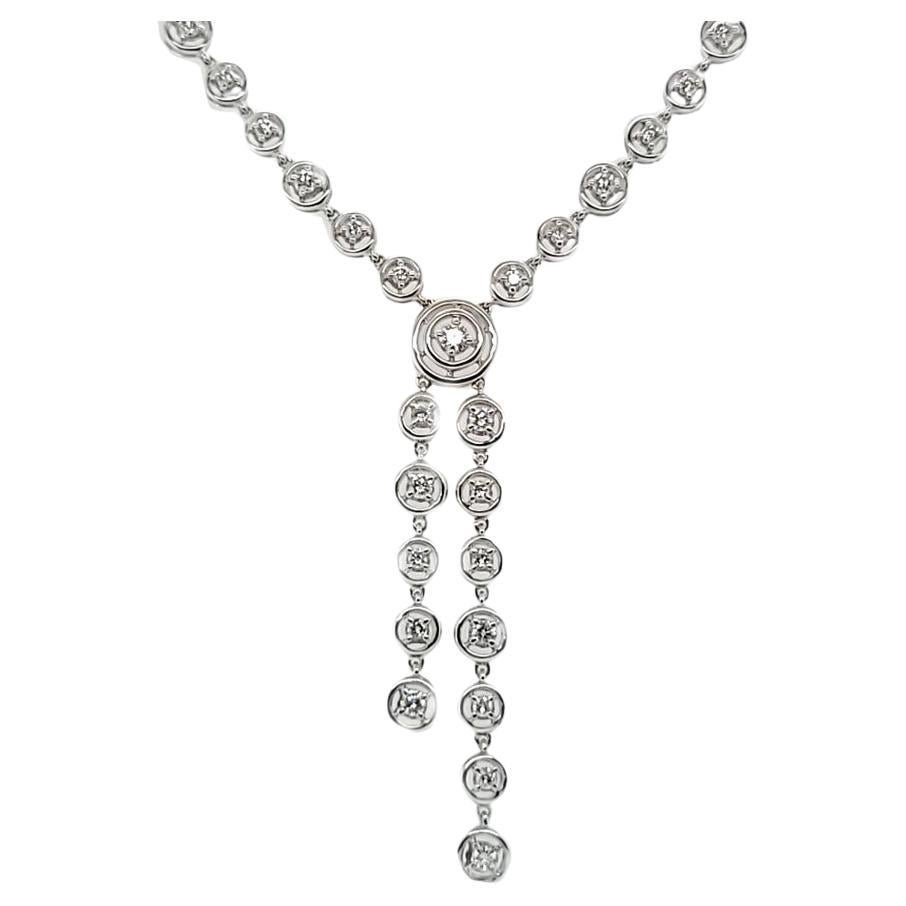 White Gold and Diamond Y Necklace