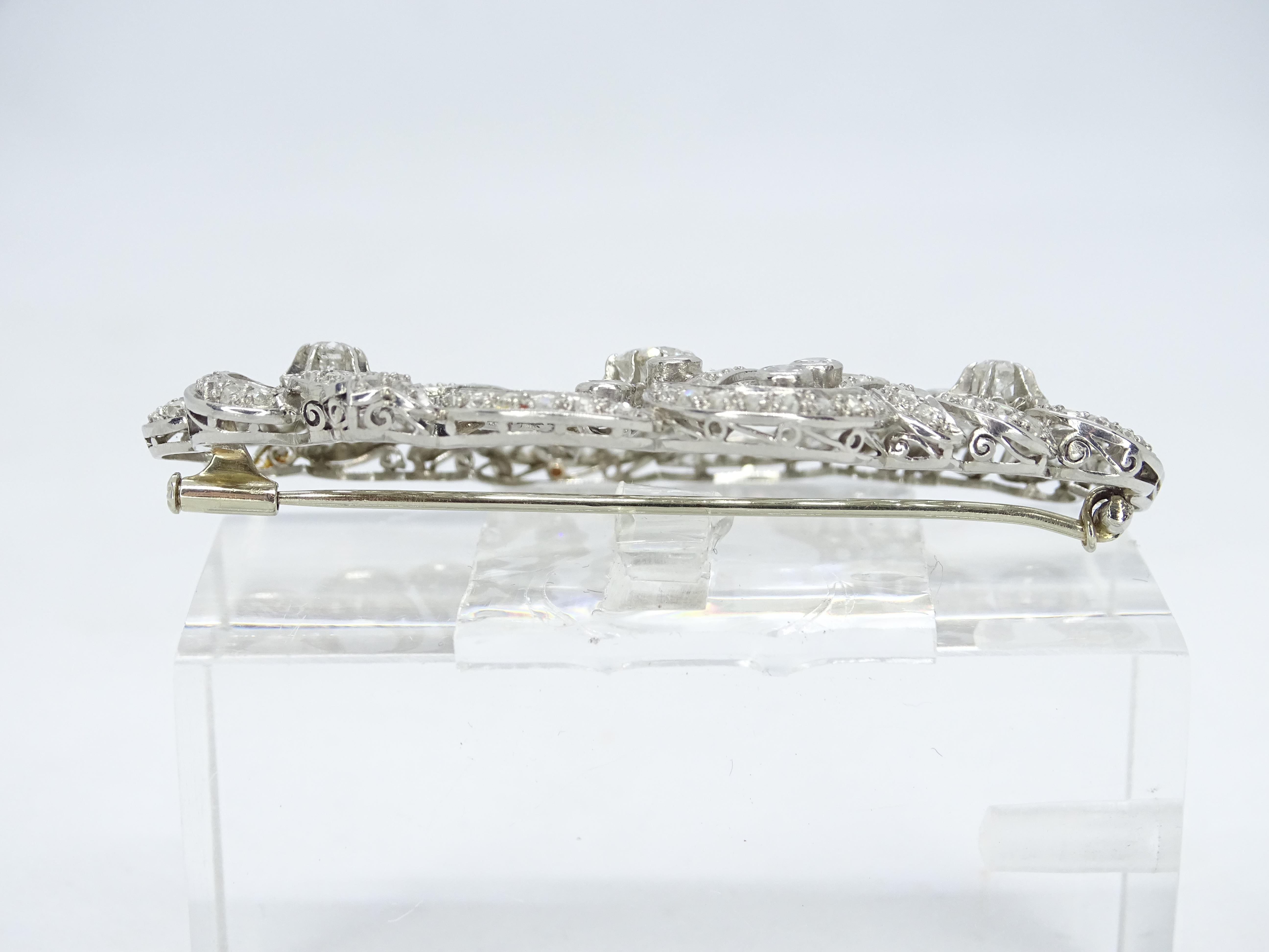 White gold and diamonds Art Nouveau Brooch , French jewell 8
