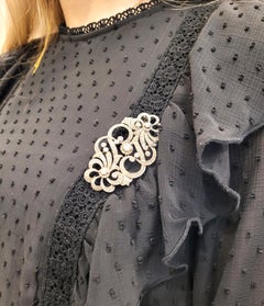 White gold and diamonds Art Nouveau Brooch , French jewell
