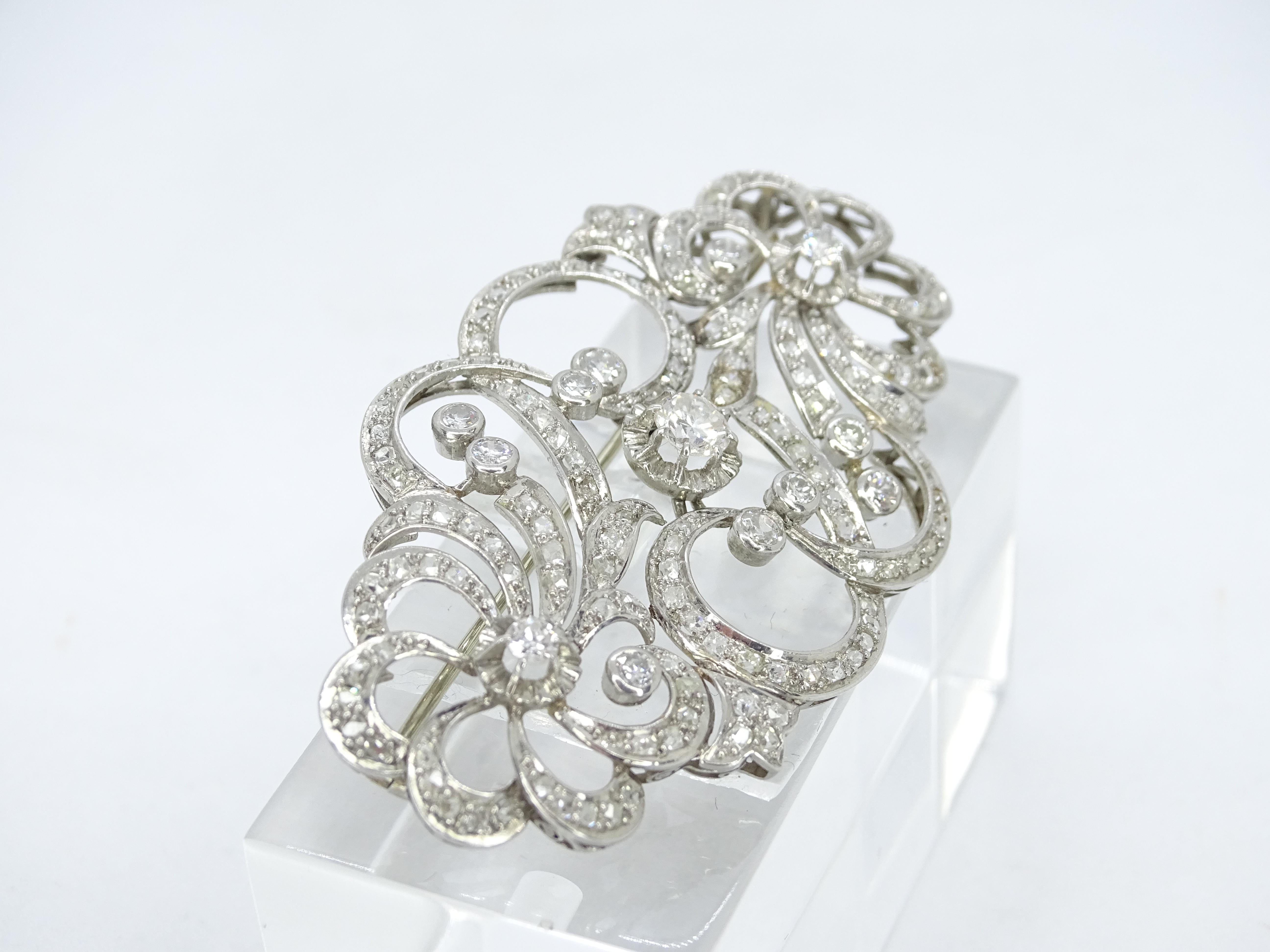 White gold and diamonds Art Nouveau Brooch , French jewell 4