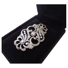 White gold and diamonds Art Nouveau Brooch , French jewell