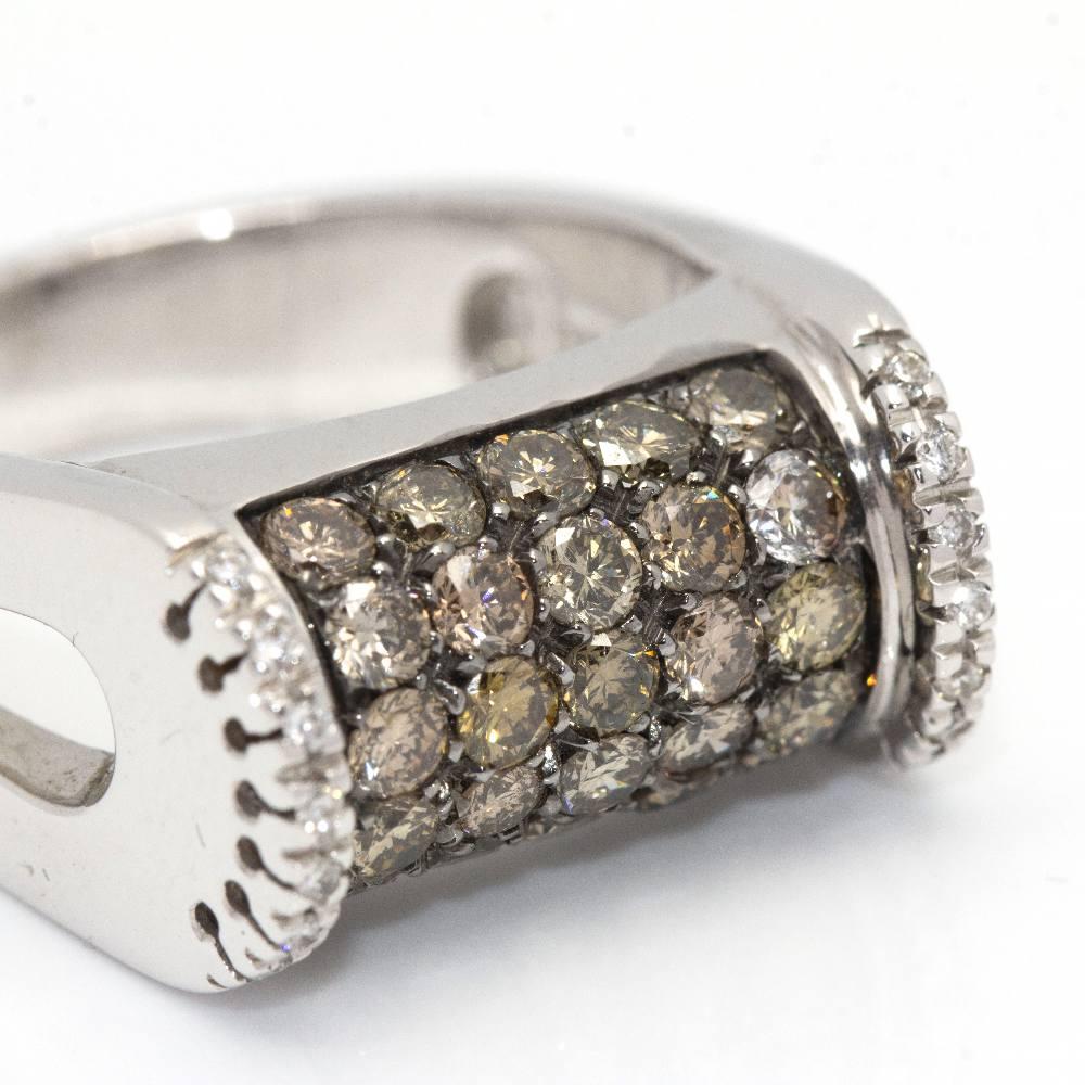 White Gold and Diamonds Champagne Ring For Sale 1