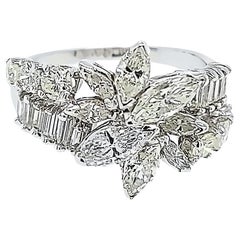 White Gold and Marquise Diamond Flower Ring