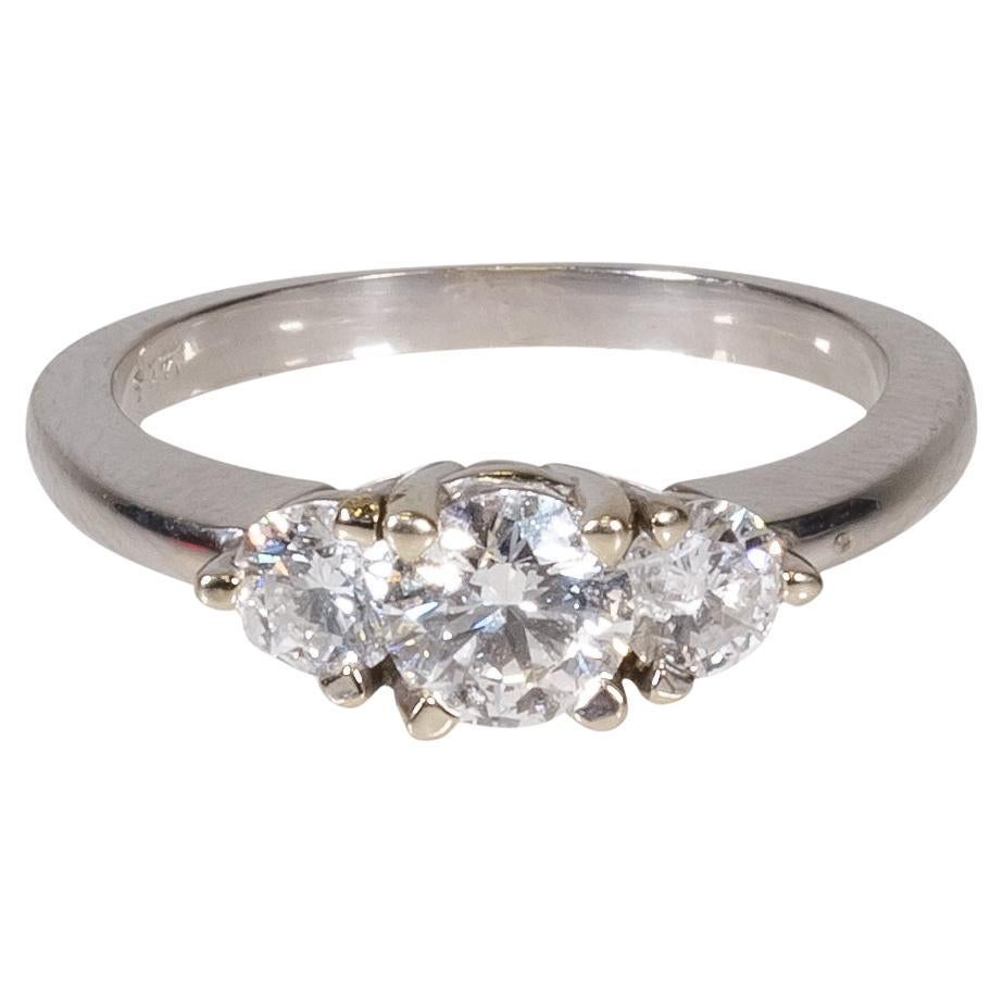 White Gold and Natural Diamond Ring For Sale