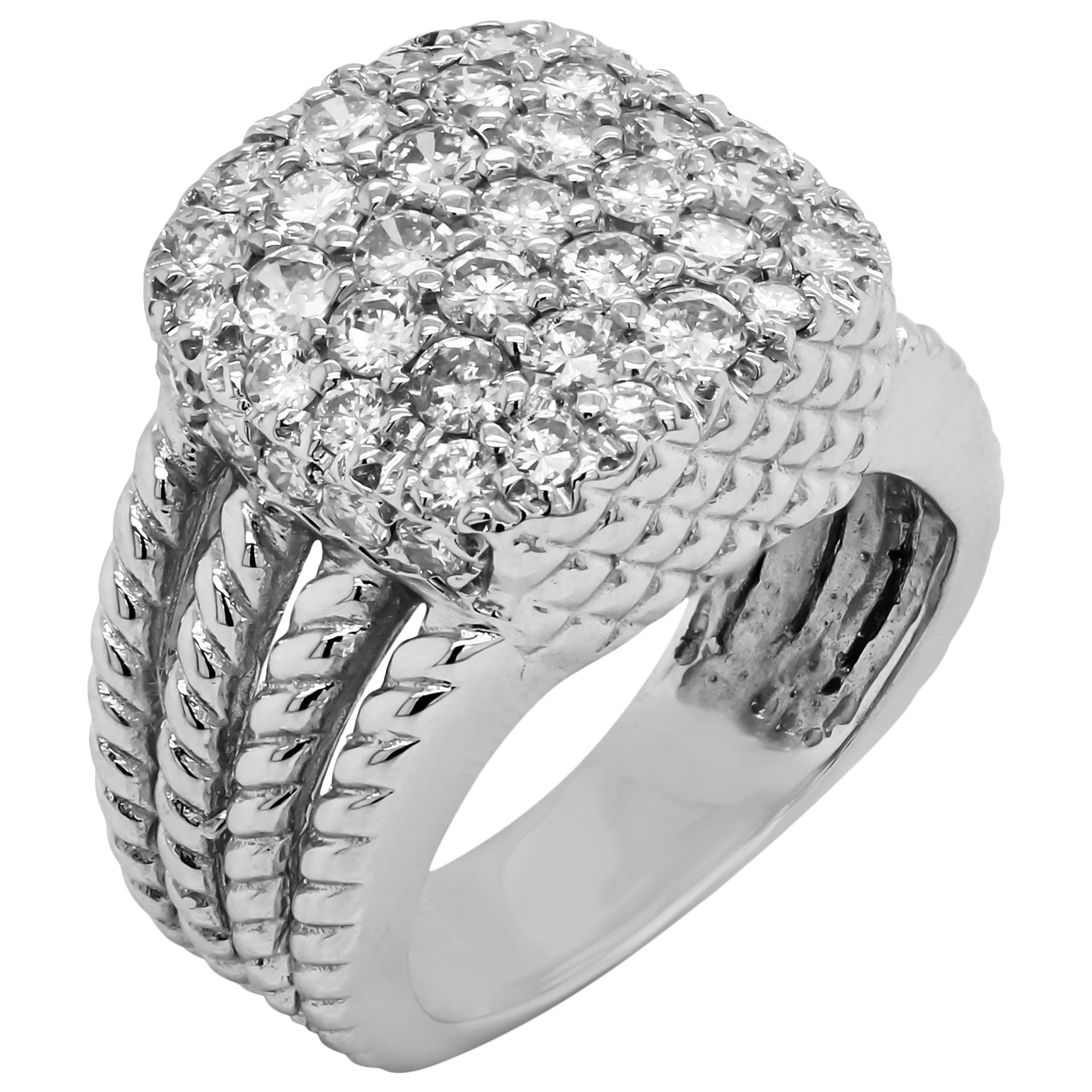 White Gold and Pavé Set Diamonds Cable Band Men's Ring