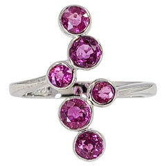 White Gold and Pink Sapphire Elongated Open Ring