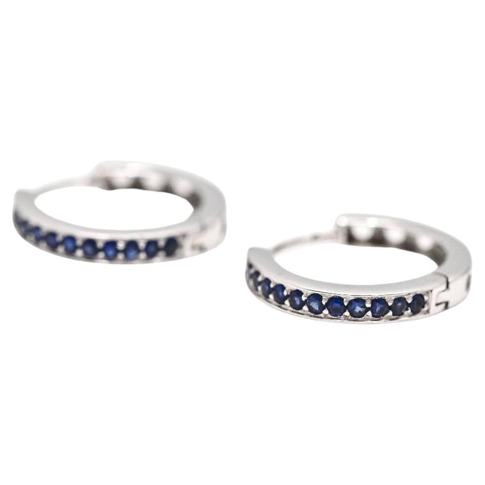 White Gold and Sapphire Creole Earrings