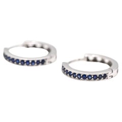 White Gold and Sapphire Creole Earrings