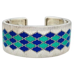 White Gold and Silver Buccellati Bracelet, Enamel