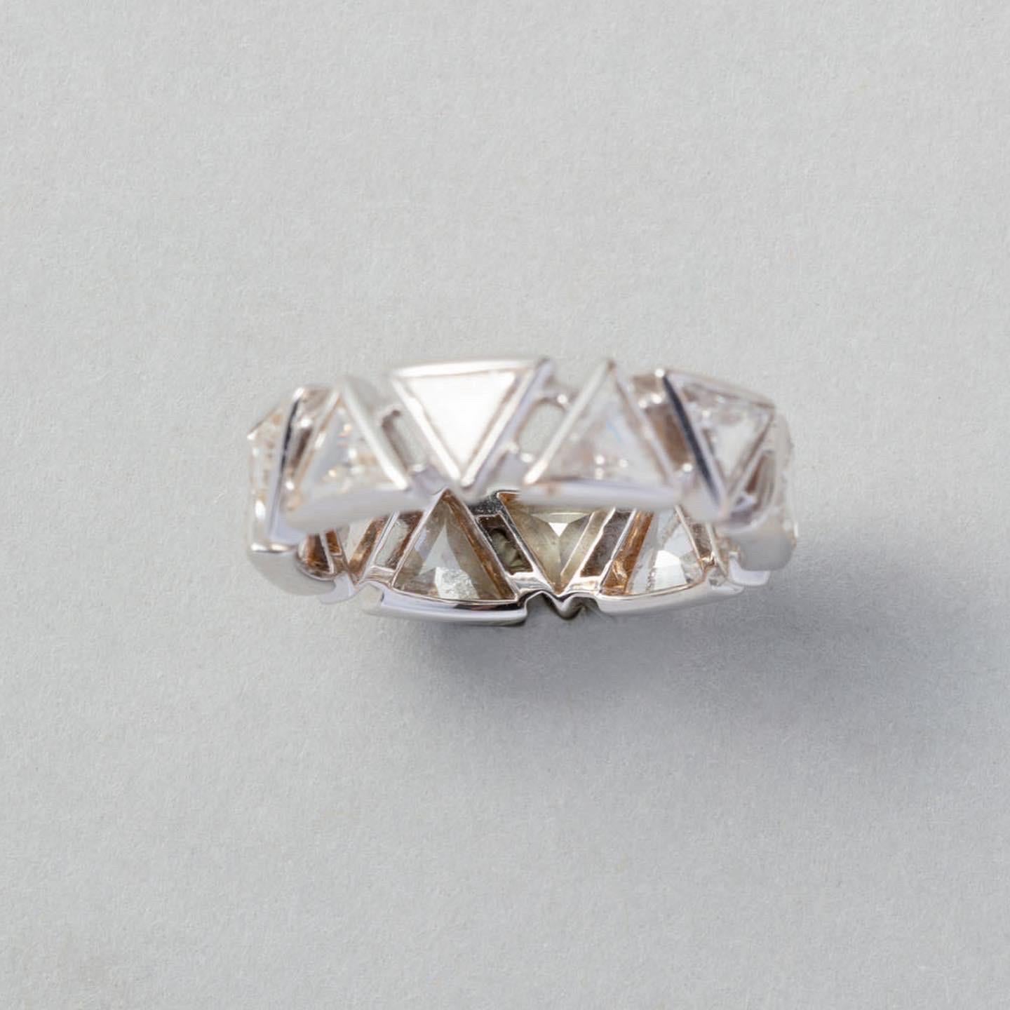 White Gold and Triangle Diamond Eternity Band For Sale 1