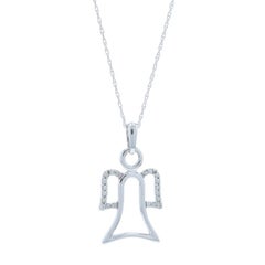 White Gold Angel Pendant Necklace 18" 14k