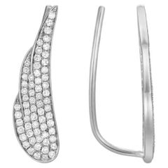 White Gold Angel Wing Climber Earrings