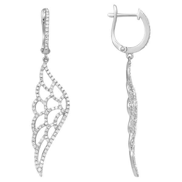 White Gold Angel Wings Diamond Drop Earrings For Sale