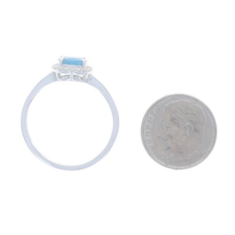 White Gold Apatite & Diamond Halo Ring - 10k Oval 2.10ctw For Sale 1