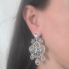 White Gold, Aquamarine, and Diamond Chandelier Earrings