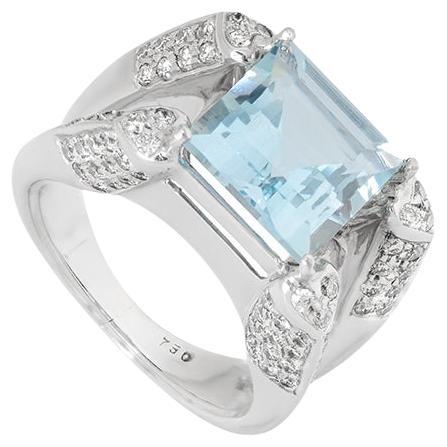 White Gold Aquamarine and Diamond Dress Ring 3.91ct