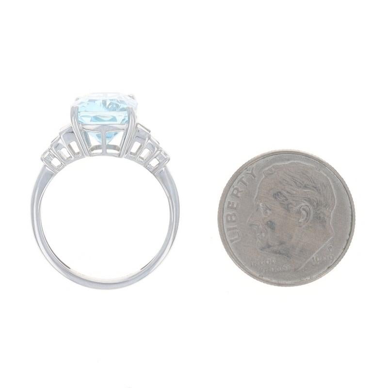 Donna Anello cocktail con diamante e acquamarina in oro bianco - 18k Cushion 4.71ctw in vendita