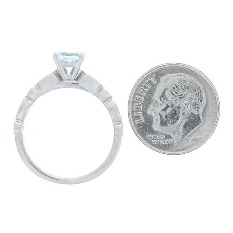 White Gold Aquamarine & Diamond Engagement Ring 14k Cushion Cut 1.07ctw For Sale 1