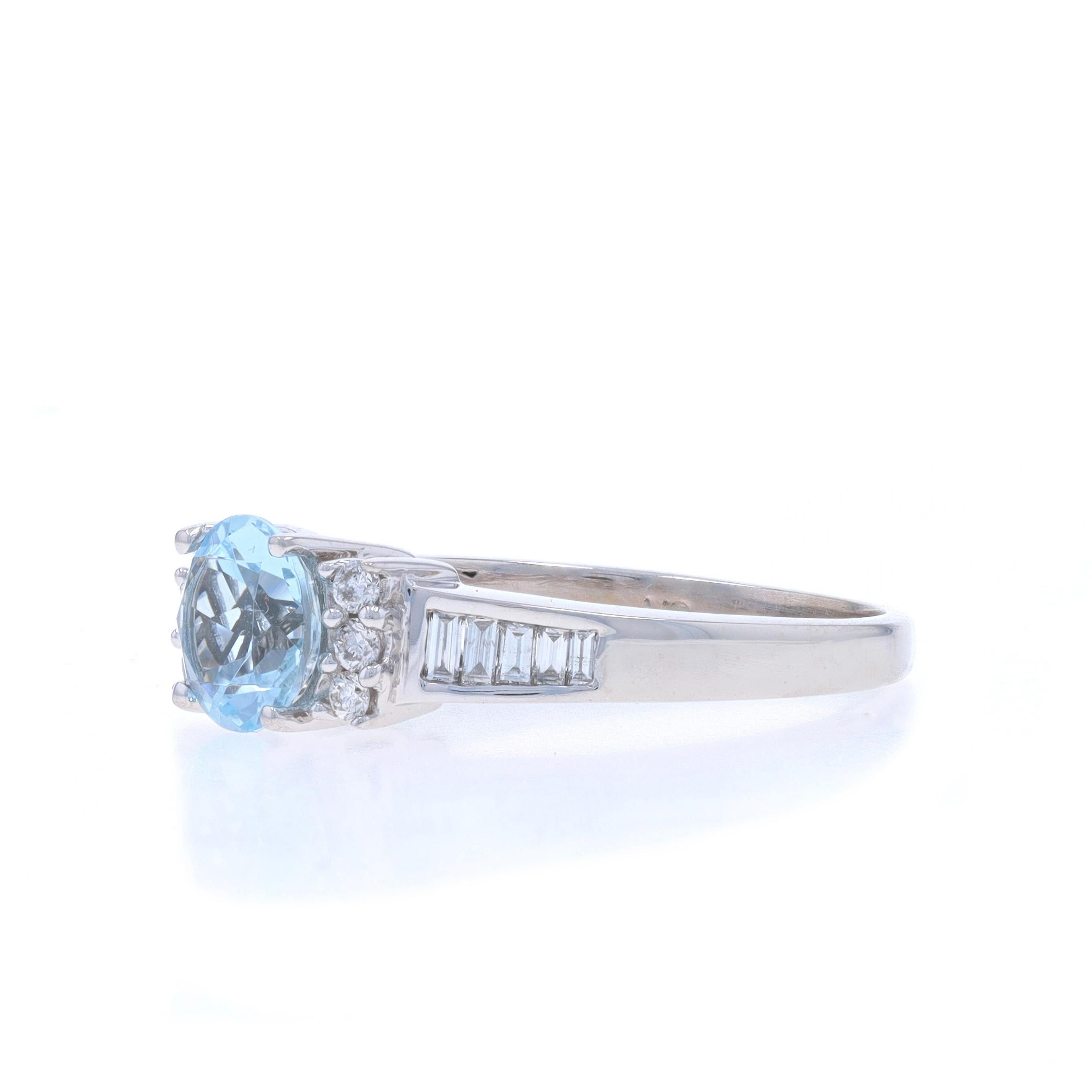 Anello di fidanzamento in oro bianco con diamante acquamarina - 14k Round 1.85ctw In condizioni ottime in vendita a Greensboro, NC