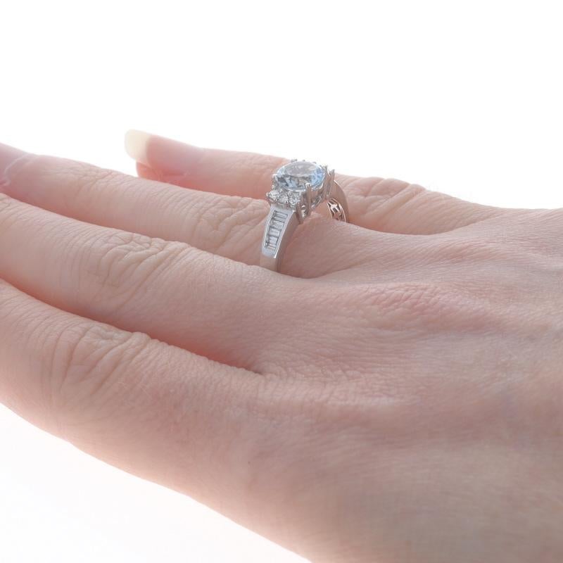 Donna Anello di fidanzamento in oro bianco con diamante acquamarina - 14k Round 1.85ctw in vendita