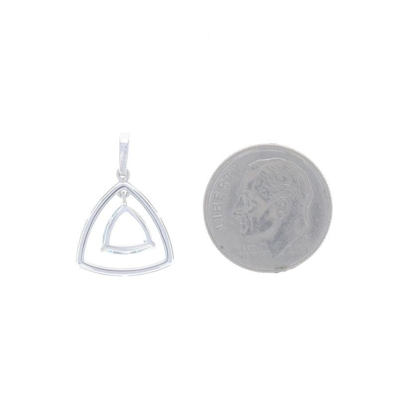 Trillion Cut White Gold Aquamarine Diamond Halo Dangle Pendant - 14k Trillion 1.19ctw For Sale