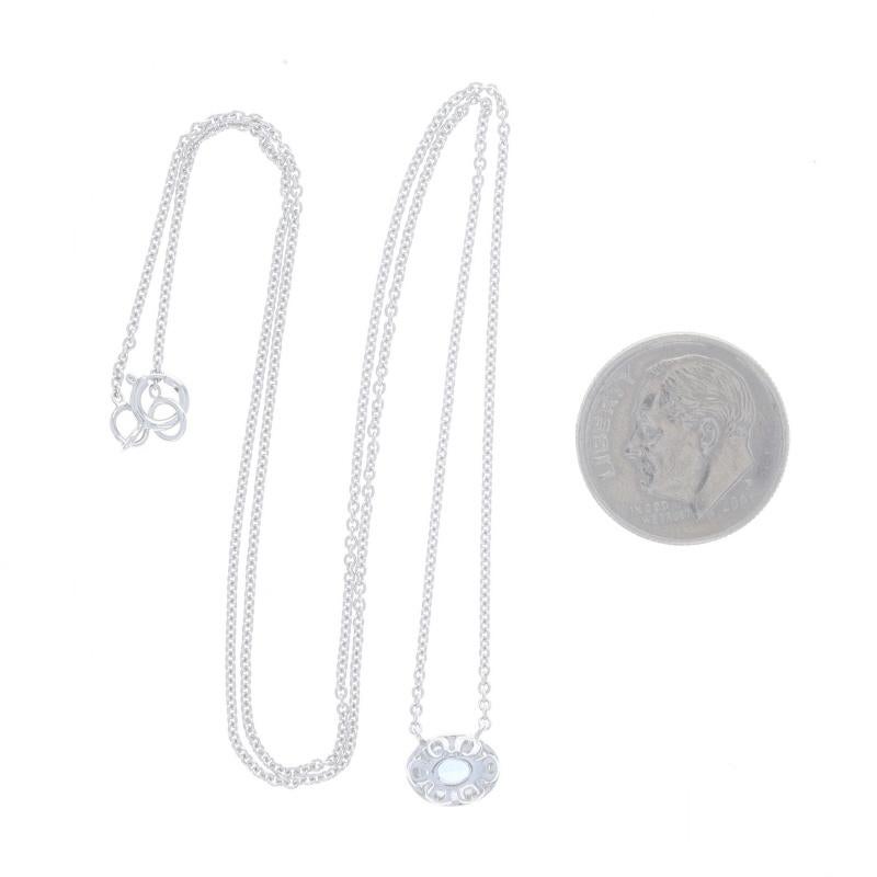 White Gold Aquamarine & Diamond Halo Necklace 16 3/4