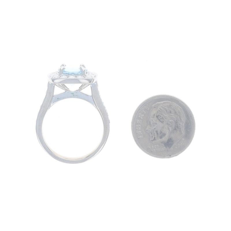 De las mujeres Anillo Halo Diamante Aguamarina Oro Blanco 14k Redondo Portugués 2.54ctw Compromiso en venta