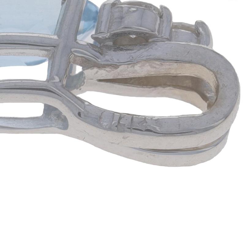 Donna Ciondolo con diamante e acquamarina in oro bianco - 14k Oval .46ctw in vendita