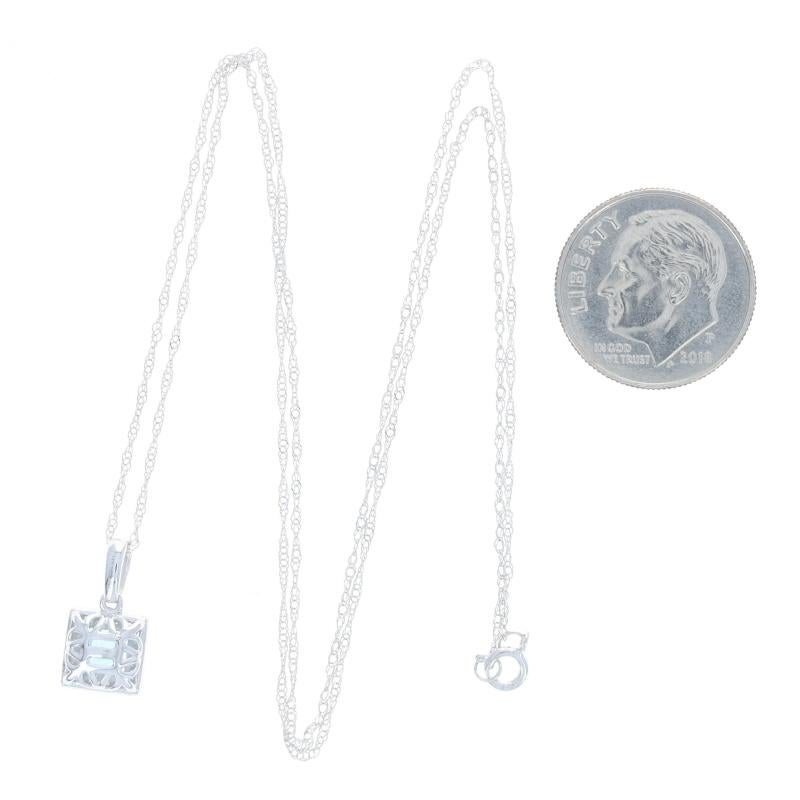 Women's White Gold Aquamarine & Diamond Pendant Necklace 18