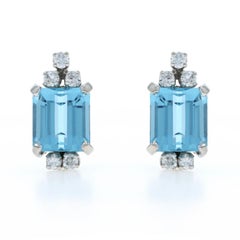 Orecchini con diamante e acquamarina in oro bianco - 18k Smeraldo da 8,65ctw con perno