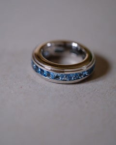 White Gold Aquamarine Eternity Ring