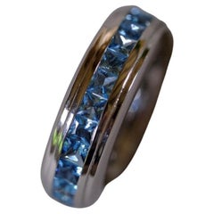 White Gold Aquamarine Eternity Ring